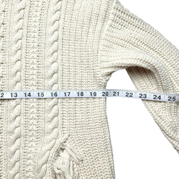 J. Crew | Women | Cream Cable Knit Merino Wool Blend Crew Neck Sweater | Medium - Picture 5 of 12